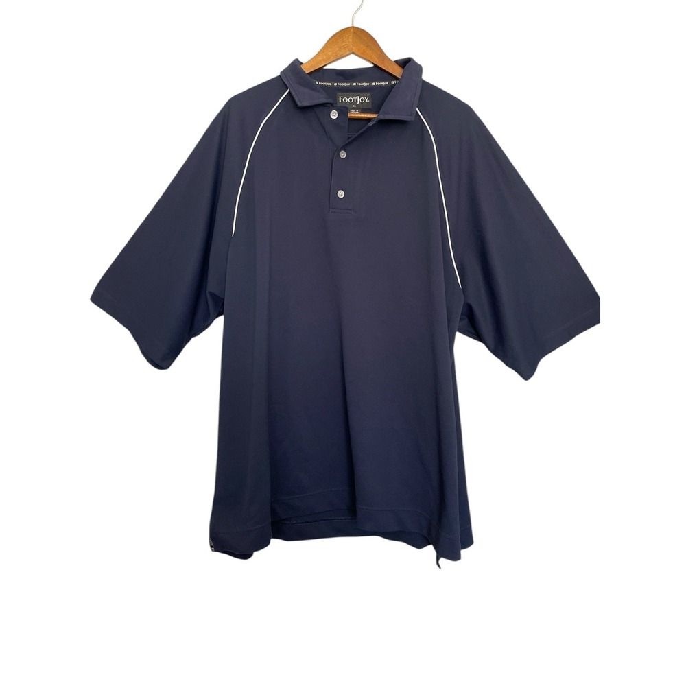 FootJoy Golf Polo Men XL Navy Blue Short Sleeve Performance Activewear Preppy